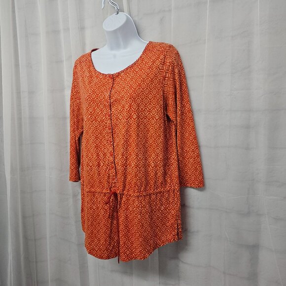 Lauren Ralph Lauren Orange Geometric Peasant Blouse Boho Prairie L - Picture 6 of 12
